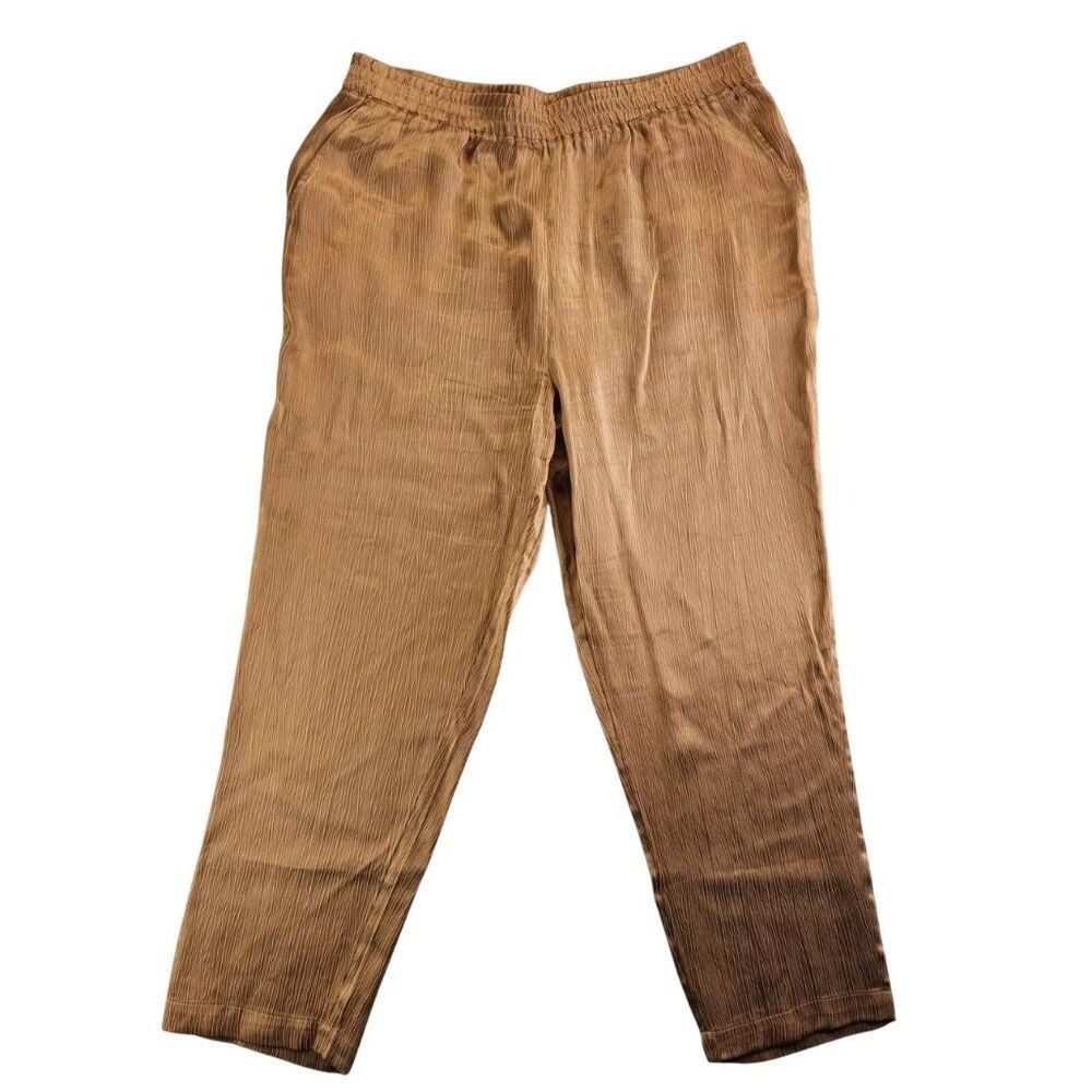 Soft Surroundings Textured Silky Pull-on Pants Dark Gold Size L